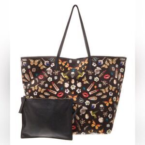 ALEXANDER McQUEEN SKULL OBSESSION TOTE SET REVERSIBLE LEATHER & SILK ITALY VGUC